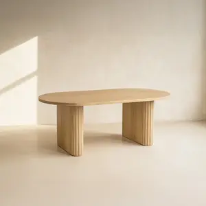 Table basse ovale en bois clair 110cm pas cher
