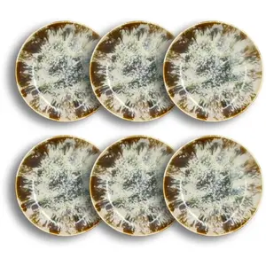 Novastyl Lot de 6 grandes assiettes creuses en porcelaine beige 26cm