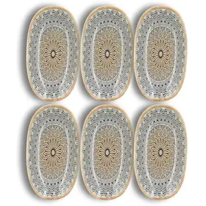 Novastyl Lot de 6 assiettes de présentation en porcelaine bleue 18,5cm pas cher