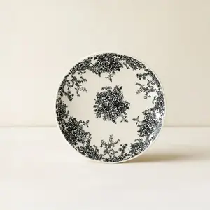 Novastyl Lot de 6 assiettes à dessert porcelaine blanc et noir 19,5cmVendu parcarrefour