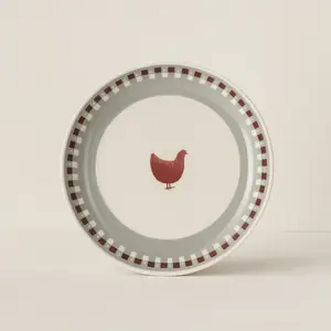 Novastyl Lot de 6 assiettes plates en grès 26cm avec dessin de poule pas cher