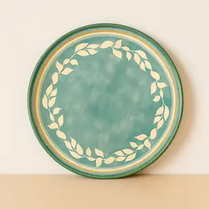 Lot 6 assiettes plates capria 28cm en faience vert Novastyl pas cher