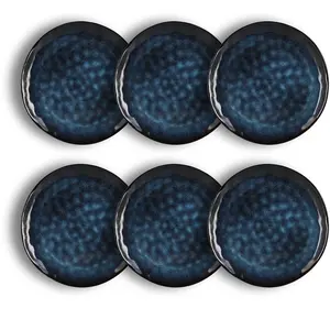 Comparateur de prix : OGO Living Lot de 6 assiettes plates en grès bleu 28cm