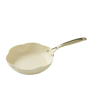 Menastyl Poêle en aluminium recyclé beige 28cm en forme de fleur pas cher