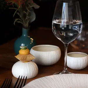 OGO Living lot de 6 bols en porcelaine beige et blanc 8cm pas cher