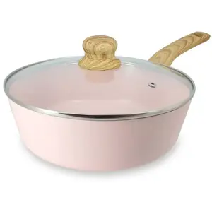 Sauteuse rose 24cm en aluminium recycle couvercle en verre Menastyl pas cher