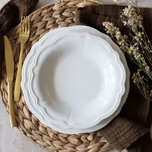 NOVASTYL Lot 6 assiettes creuses charlotte 22cm en gres blanc pas cher