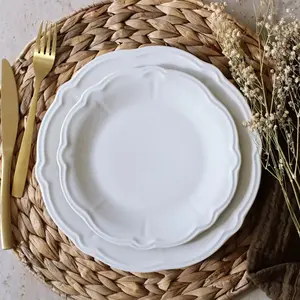 Novastyl Lot de 6 assiettes à dessert en grès blanc 20cm