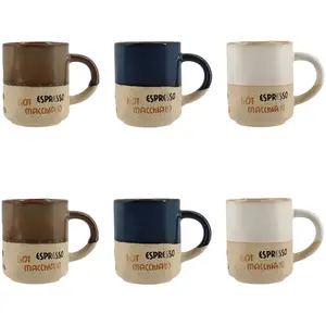 Comparateur de prix : Mugs en céramique NOVASTYL - Lot de 6 - 20cl - 3 couleurs assorties