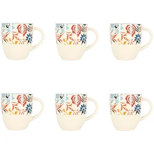 Novastyl Lot de 6 mugs à motif floral coloré en grès 35cl pas cher