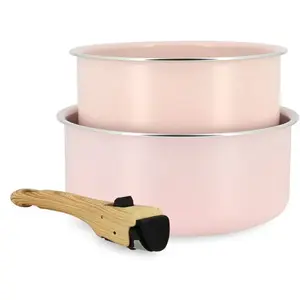 Comparateur de prix : Menastyl Lot de 2 casseroles rose revêtement céramique - Tous feux