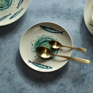 NOVASTYL - Lot 6 assiettes desserts sardine 20cm en faience - 2614605 pas cher