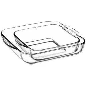 Menastyl Lot de 2 plats à four carré en verre 22cm et 28cm pas cher