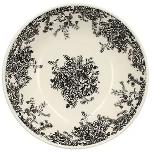 BUT Assiette creuse Ø 20,5 cm FLORALI Blanche et noire pas cher