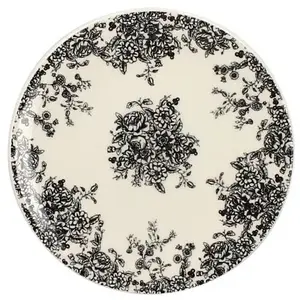 BUT Assiette à dessert Ø 19,5 cm FLORALI Blanche et noire pas cher