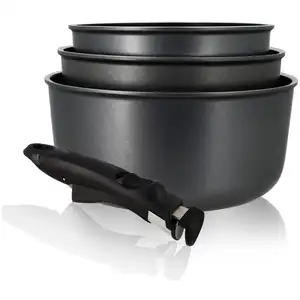 Set de 4 pièces casseroles induction avec poignée amovible Menastyl pas cher