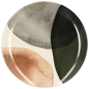 BUT Assiette plate Ø 26 cm GAIA Beige / Gris /Vert pas cher