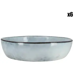 OGO Living Lot de 6 assiettes coupes en grès 20cm pas cher