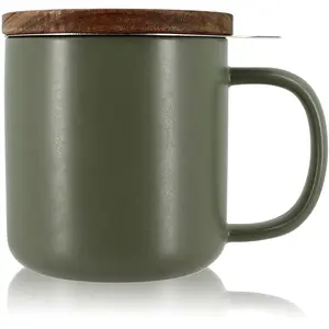 Comparateur de prix : OGO Living Tisanière en grès vert avec couvercle en bois d'acacia 300ml