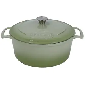 Menastyl Cocotte ronde 7L en fonte émaillée verte pas cher