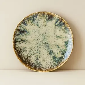 Novastyl Lot de 6 assiettes plates abstraites en porcelaine 27cm