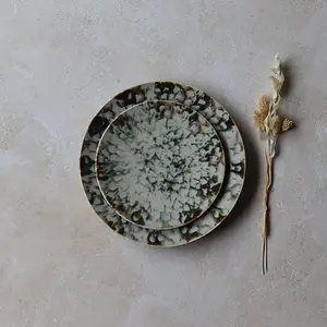 Novastyl Lot de 6 assiettes à dessert abstraites en porcelaine 20cm