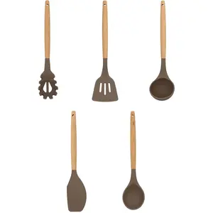 MENASTYL - SET 5 USTENSILES ELIOTT EN SILICONE AVEC MANCHE EN BOIS - 6014112 pas cher