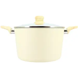 Faitout crème 24cm en aluminium induction avec couvercle en verre Menastyl pas cher