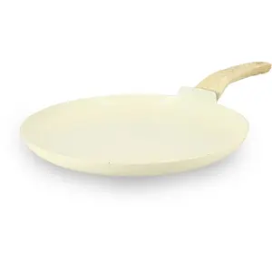 Comparateur de prix : Crêpière crème 26cm en aluminium induction poignée effet bois Menastyl