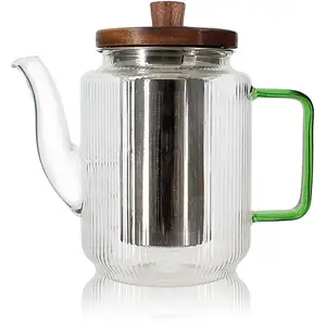 Théière Karl en verre borosilicate anse verte 550 ml OgoVendu parcarrefour