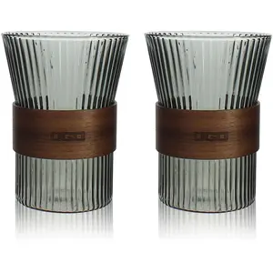 OGO Living Lot de 2 tasses en verre graphite 250ml pas cher
