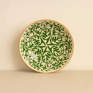 NOVASTYL - LOT 6 ASSIETTES CREUSES HÉRACLÉE 20CM EN GRÈS DÉCOR VERT