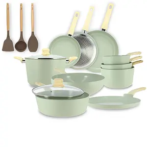 Set 13 pieces cuisson colorama celadon en aluminium induction Menastyl pas cher