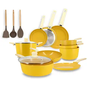 Set 13 pieces cuisson colorama safran en aluminium induction Menastyl pas cher