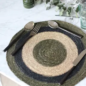 Comparateur de prix : Lot de 6 sets de table vert en jonc de mer 38cm