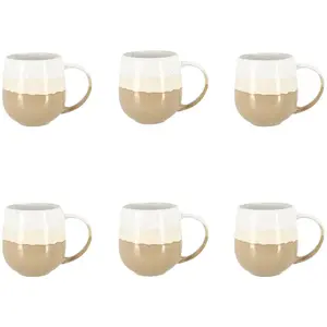 Novastyl Lot de 6 mugs beiges en grès 44cl pas cher