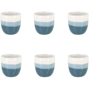 Novastyl Lot de 6 tasses expresso bleus en grès 11cl