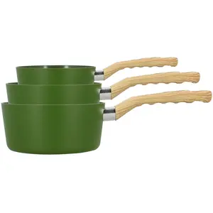 MENASTYL Set de 3 casseroles en aluminium vert - compatible induction KAKI TU pas cher