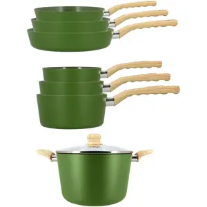 Menastyl Cuisson Batterie de cuisine 7 pièces en aluminium vert - compatible inductionVendu parcarrefour