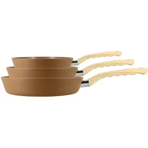 Menastyl Set de 3 poêles en aluminium noisette - compatible induction