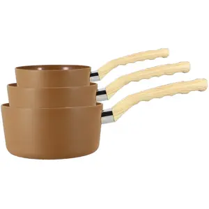 Menastyl Set de 3 casseroles en aluminium noisette - compatible induction pas cher