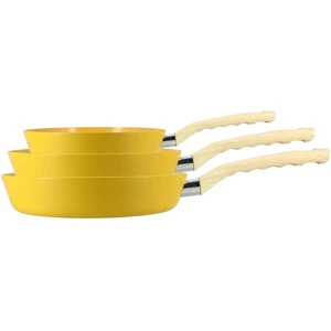 Menastyl Set de 3 poêles en aluminium jaune - compatible induction SAFRAN TU pas cher