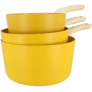 Comparateur de prix : Menastyl Set de 3 casseroles en aluminium jaune - compatible induction