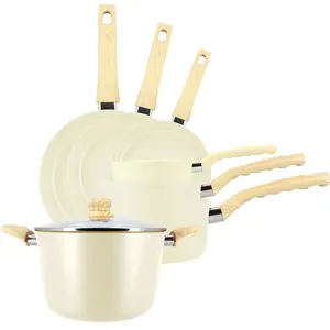 Menastyl Batterie de cuisine 7 pcs en aluminium crème - compatible inductionVendu parcarrefour