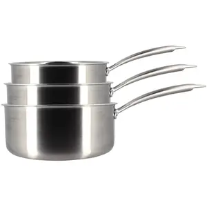 Comparateur de prix : MENASTYL Set de 3 casseroles en acier inoxydable - compatible induction TRIPLY TU