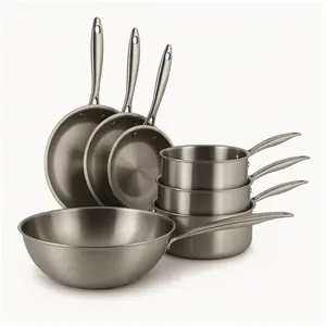 Comparateur de prix : Menastyl - Batterie de cuisine 7 pièces en acier inoxydable, triply