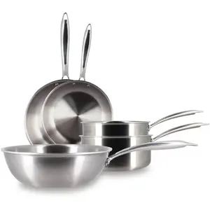 Batterie de cuisine 5 pièces - MENASTYL - TRIPLY - en acier inoxydable...Vendu parcarrefour