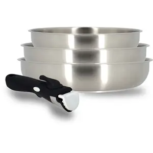 Comparateur de prix : MENASTYL Batterie de cuisine 4 pièces en inox  - compatible induction IRIS TU