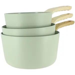 Comparateur de prix : MENASTYL Set de 3 casseroles en aluminium céladon - compatible induction