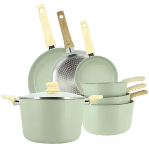 Comparateur de prix : MENASTYL Batterie de cuisine 7 pcs en aluminium céladon - compatible induction